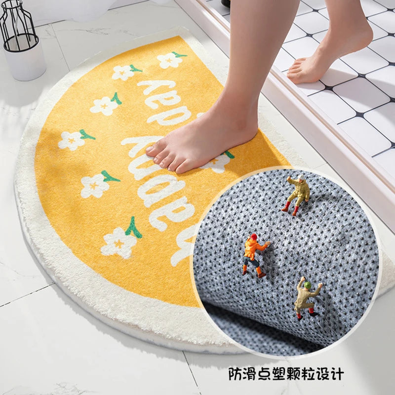 Soft Floor Mats Small Fresh Text Flowers Rugs Home Entrance Carpet