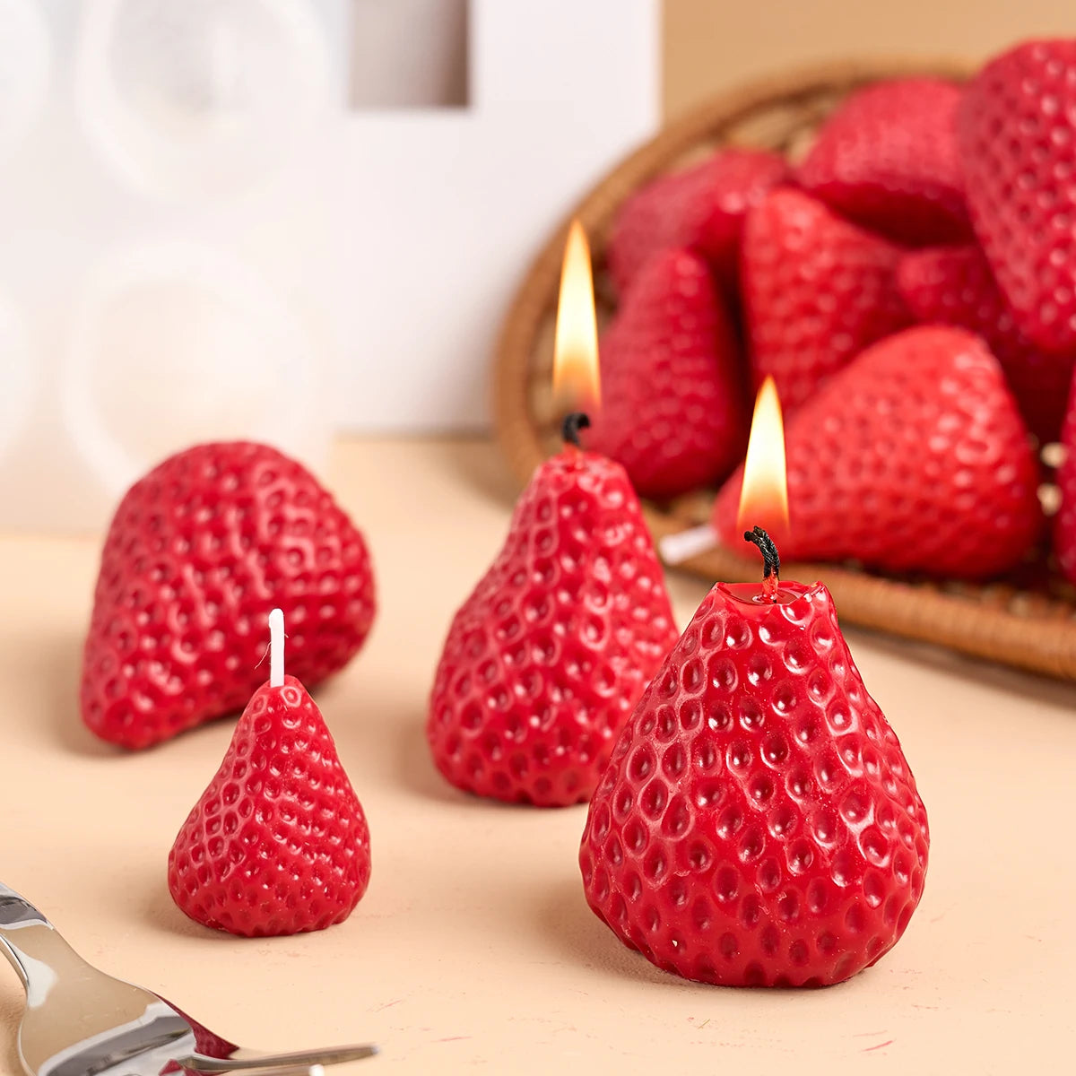 3D Strawberry Aromatherapy Candle Silicone Mold DIY Handmade Romantic