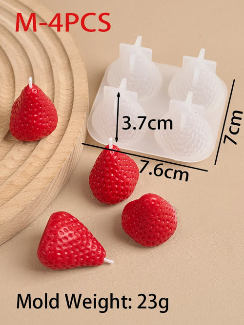 3D Strawberry Aromatherapy Candle Silicone Mold DIY Handmade Romantic