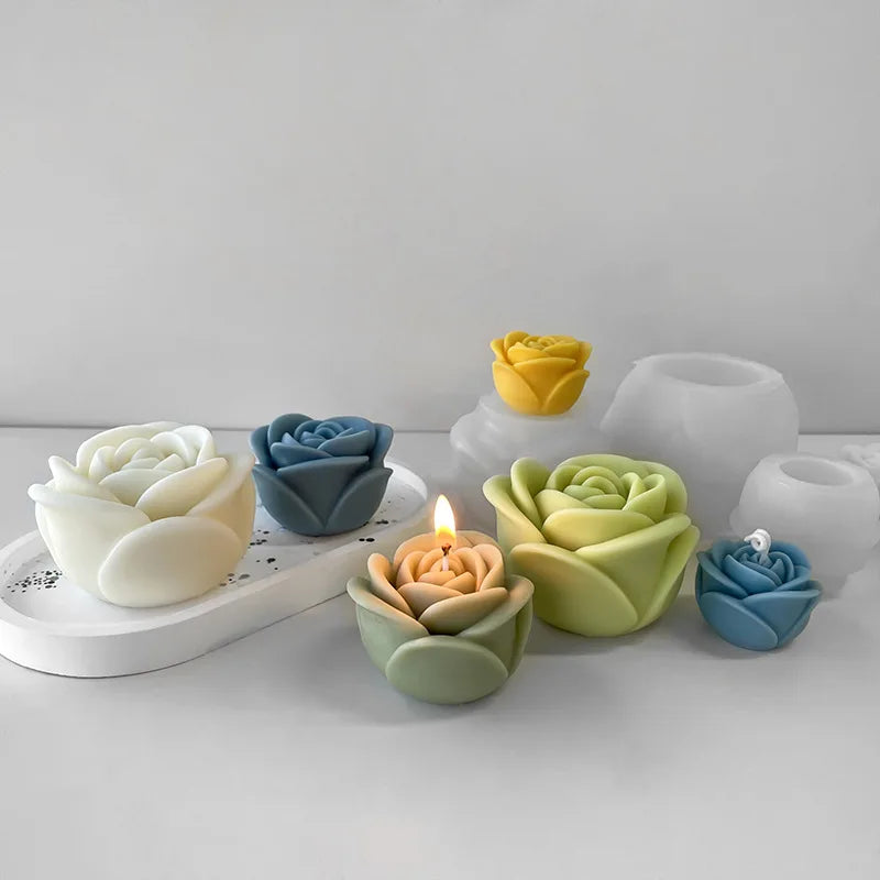 2024 New Flower Silicone Candle Mold 3D Peony Flower Soap Gypsum Resin